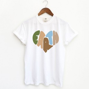 Simply Sage Market Women's Earth Heart Short Sleeve Garment Dyed Tee - 1 of 4