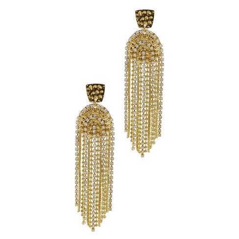 Adornia 14k Gold Plated Fringe And Crystal Cascade Earrings Target