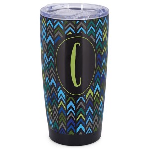 Elanze Designs C Monogram Herringbone Arrows Wrap-Around Design 20 Ounce Stainless Steel On-The-Go Coffee Mug, Thermal Travel Tumbler with Leak - 1 of 4