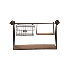 VIP Metal 27.95 in. Brown Shelf with Basket and Hook - 1 of 2