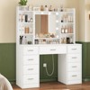 USIKEY Vanity Desk with Mirror and Lights, Power Outlet, and 9 Drawers & 6 Open Storage Shelves, 3 Lighting Modes Brightness Adjustable,White - 2 of 4