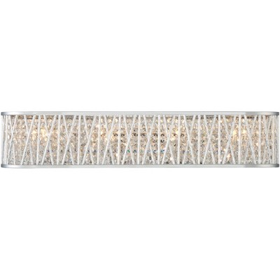 Possini Euro Design Woven Modern Wall Light Chrome Hardwired 24" Wide Light Bar Fixture Crystal Accents for Bathroom Vanity