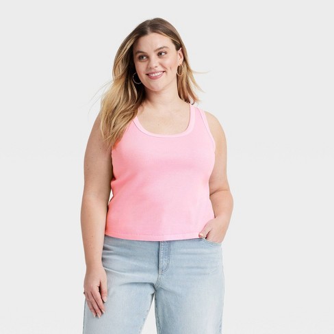 Organic Cotton+Spandex Ribbed Tank Tops for Girls - Pink