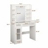 Vipbear Vanity Desk with Mirror, LED Lights and Power Outlet Makeup Vanity Table with 2 Drawers and 6 Storage Shelves Dressing Table for Bedroom - 2 of 4