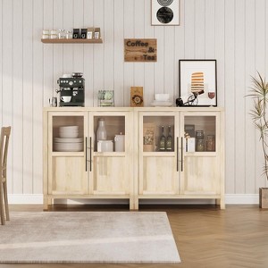 Acekool 29" Farmhouse Sideboard: Glass Door Cabinet with Adjustable Shelves, Narrow Storage for Kitchen, Dining & Small Spaces (Pear Finish) - 1 of 4