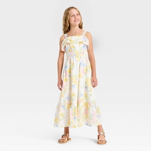 chinese dress ladies Cat & Jack Girls' Woven Short Sleeve Maxi Dress White L  Biggybargains