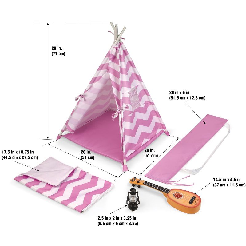 Badger Basket Camping Adventures Doll Tent Set with Accessories - Lavender/White, 5 of 8
