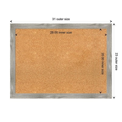 Dove Greywash Rustic Wood Framed Corkboard, 28x20