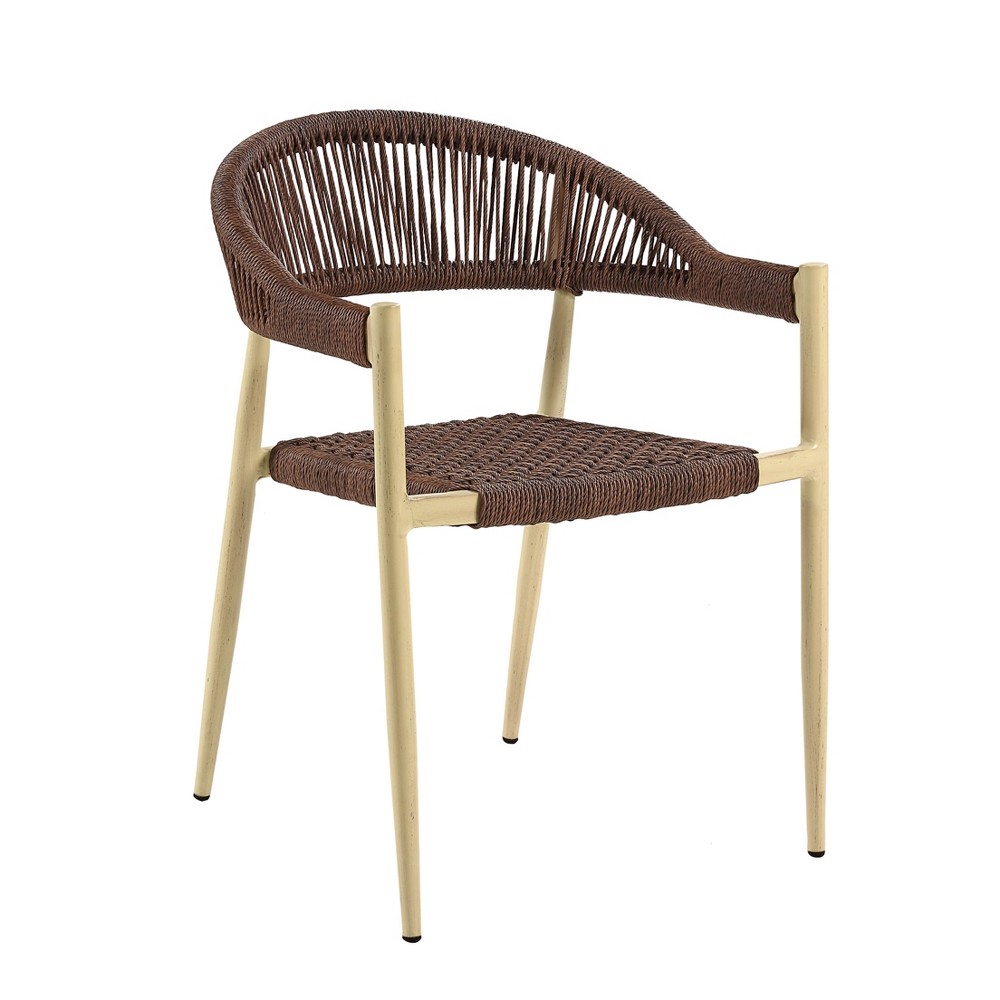Photos - Garden Furniture 4pk Gristine Metal Outdoor Arm Chairs Walnut/Natural - miBasics