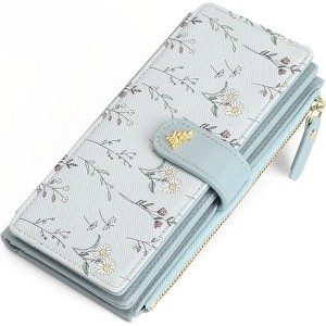 Clotth Floral Vegan Leather Wallet for Women - Large Capacity RFID Blocking Trifold Wallet with 20 Card Slots for Daily Use - 1 of 4