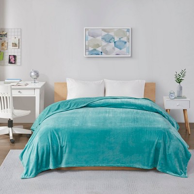 King Aqua Plush Reversible Machine Washable Blanket