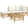 vidaXL 4 Piece Patio Lounge Set with Cream White Cushions Bamboo - 3 of 4