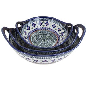 Blue Rose Polish Pottery 1347-1813-1814 Zaklady Bowl Set - 1 of 1