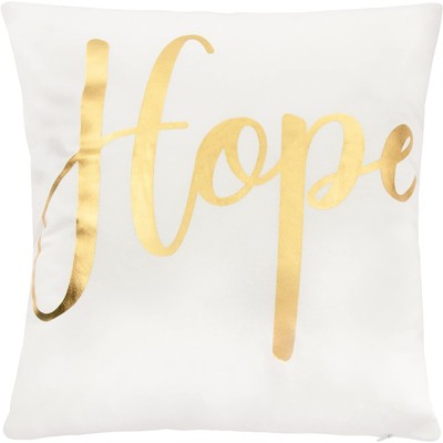 White and Gold Inspirational Polyester Throw Pillow Covers, 18 x 18 in, Set of 4