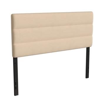 Emma and Oliver Modern Upholstered Headboard with Horizontal Line Stitching and Adjustable Height Rails