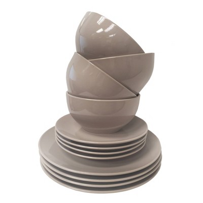 12pc Stoneware Colors Dinnerware Set Gray - Tabletops Gallery