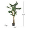 59" Artificial Monstera Deliciosa Plant, Fake Tropical Palm Tree with Pot, Pre-potted Faux Plant for Indoor Home Office Living Room Decoration - 4 of 4