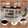 PAGED Coffee Table with Pattern Carvings, 2-Tier Solid Wood Center Table with Open Storage Shelf for Living Room - 3 of 4