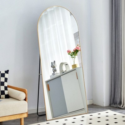 The 4th Generation Floor Standing Full-length Rearview Mirror. Metal Framed Arched Wall Mirror, Bathroom Makeup Mirror