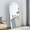 Arched Metal-Framed Full-Length Floor Mirror with Bracket, Bathroom Makeup Use - 2 of 4