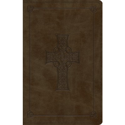 Large Print Value Thinline Bible-ESV-Cross Design - (Leather Bound)