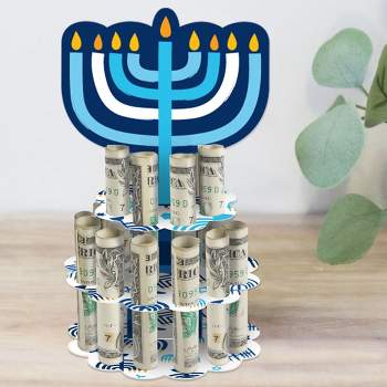 Big Dot of Happiness Hanukkah Menorah - DIY Chanukah Holiday Party Money Holder Gift - Cash Cake