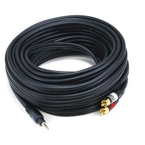 Monoprice Audio Cable - 35 Feet - Black | Premium Stereo Male to 2 RCA Male 22AWG, Gold Plated - 1 of 3