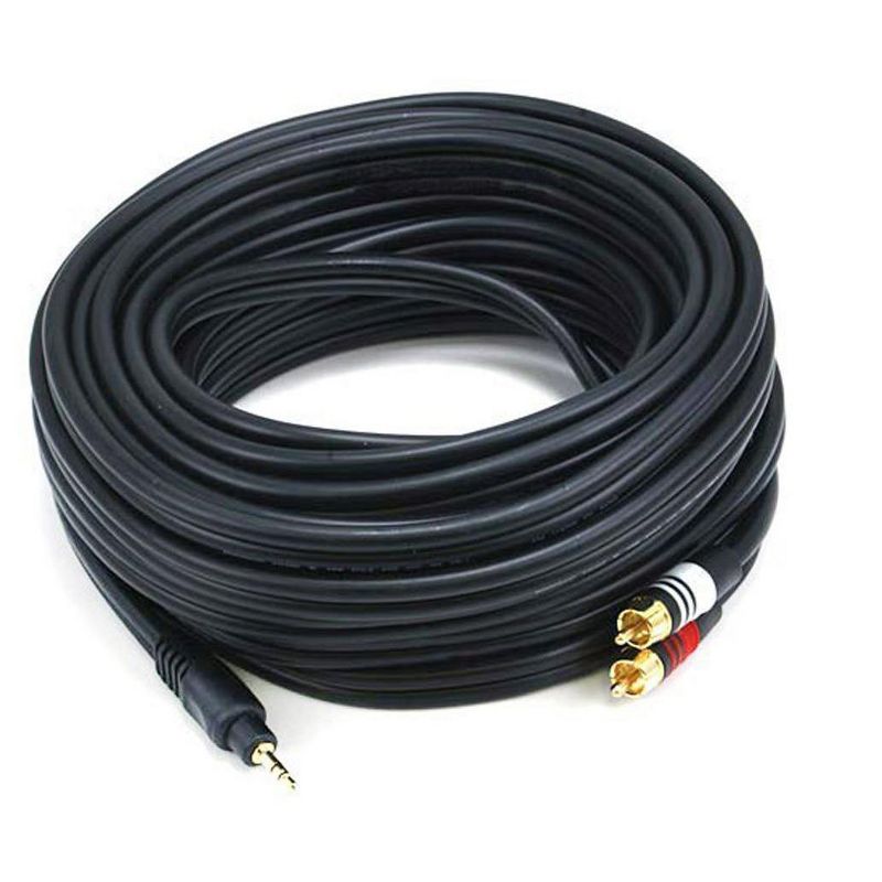 Monoprice Audio Cable - 35 Feet - Black | Premium Stereo Male to 2 RCA Male 22AWG, Gold Plated, 1 of 4
