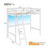 VINGLI Full Wood Loft Bed with USB Charging Station/LED, Solid Wood Bed with Flat Rungs, 15 inches High Guardrail, No Box Spring Needed, White - 2 of 4