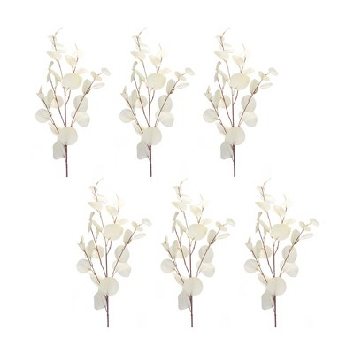 Ivory Eucalyptus Winter Greenery Stems Set of 6