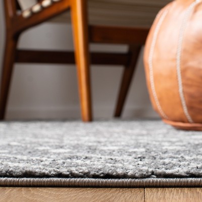 Charcoal Ivory Synthetic Easy Care Runner Rug 2'3" x 6'