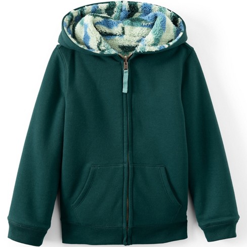 Lands' End Kids Reversible High Pile Fleece Hoodie - Large - Deep