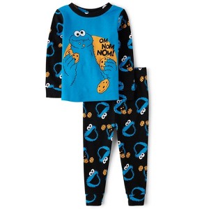 The Children's Place Toddler Boys Long Sleeve Cookie Monster™ Snug Fit Cotton Pajamas - 1 of 4