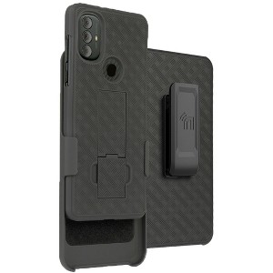Nakedcellphone Case with Stand and Belt Clip Holster for Motorola Moto G Power 2022 - Black - 1 of 4