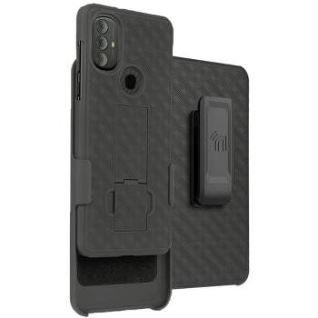 Nakedcellphone Case with Stand and Belt Clip Holster for Motorola Moto G Power 2022 - Black