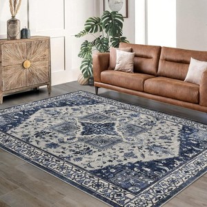 Fulvari Area Rugs Machine Washable Runner Rugs for Living Room Bedroom, Non Slip Indoor Boho Vintage Print Lightweight Pile Carpet - 1 of 4