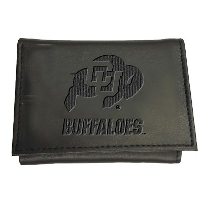 Evergreen NCAA Colorado Buffaloes Black Leather Trifold Wallet Officially Licensed with Gift Box