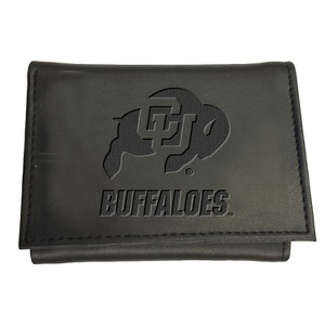 Evergreen NCAA Colorado Buffaloes Black Leather Trifold Wallet Officially Licensed with Gift Box - 1 of 4