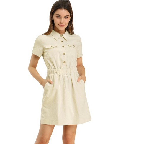 Short Sleeve Safari Dress – Khaki Fever