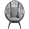 VisioGear Patio Egg Chairs with Side Table, Wicker Egg Chair with Oversized Semi-enclosed Cushion for Living Room Balcony, Black, 37.4"*53.5"*35.5" - 2 of 4