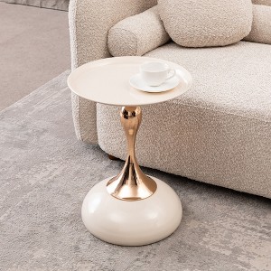 KTMBDW Round Side Table, 15.7" Modern Tulip End Coffee Table with Sturdy Metal Pedestal for Small Places, Living Room, Cafe - 1 of 4