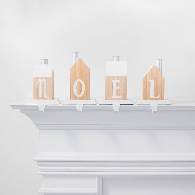 4ct Wooden House Candle Noel Christmas Stocking Holder - Wondershop™