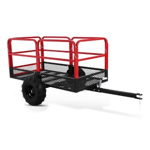 TROPOW ATV Trailer Garden Dump Cart , 1500 LBS 22 Cubic Feet Heavy Duty Steel Pull Behind Yard Wagon Cart with 2 Wheels, for Lawn Mower Tractor - 1 of 4