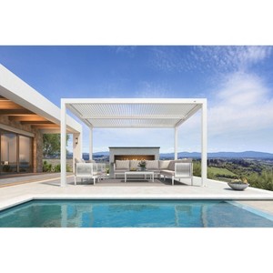 PURPLE LEAF Outdoor Louvered Pergola Aluminum Gazebo Modern White Patio Metal Pergola with Adjustable Rainproof Hardtop for Garden Lawns Yard - 1 of 4