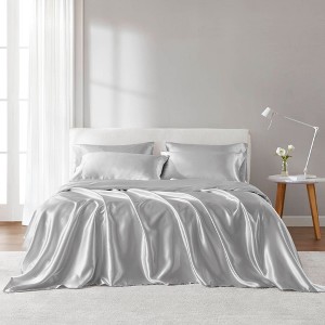 Sapphtopaz Luxury Satin Comforter Set, Bedding Set Fitted Sheet Set with 1 Flat Sheet,1 Fitted Sheet,2 Pillowcase, Machine Washable - 1 of 4