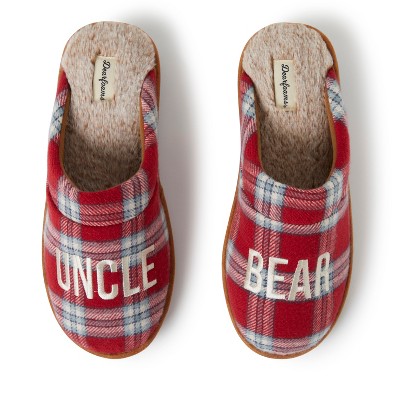 Dearfoams Men s Uncle Bear Red Plaid Scuff Slippers Red Plaid