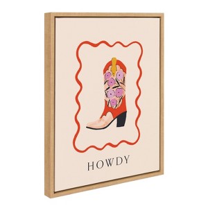 Kate & Laurel All Things Decor 18"x24" Howdy Framed Canvas by Duchess Plum Natural - 1 of 4
