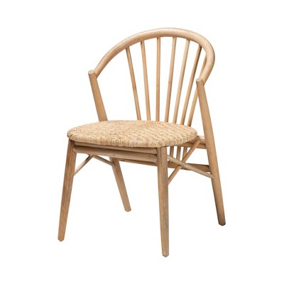 Bohemian Mid-Century Natural Brown Rattan & Cane Side Chair