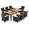 Costway 9 PCS Outdoor Dining Set with Acacia Wood Tabletop, Umbrella Hole, Seat Cushions - 2 of 4