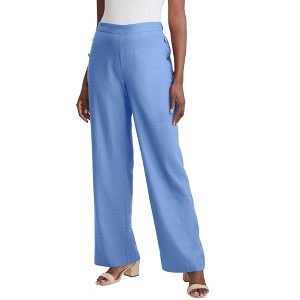 Jessica London Women's Plus Size Linen Wide Leg Sailor Pant - 1 of 4